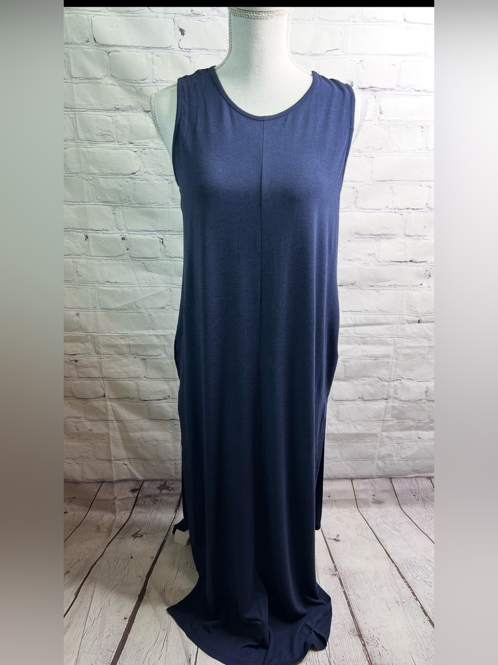 Essential Bodywear Blue Knit Long Swing Maxi Dress Medium